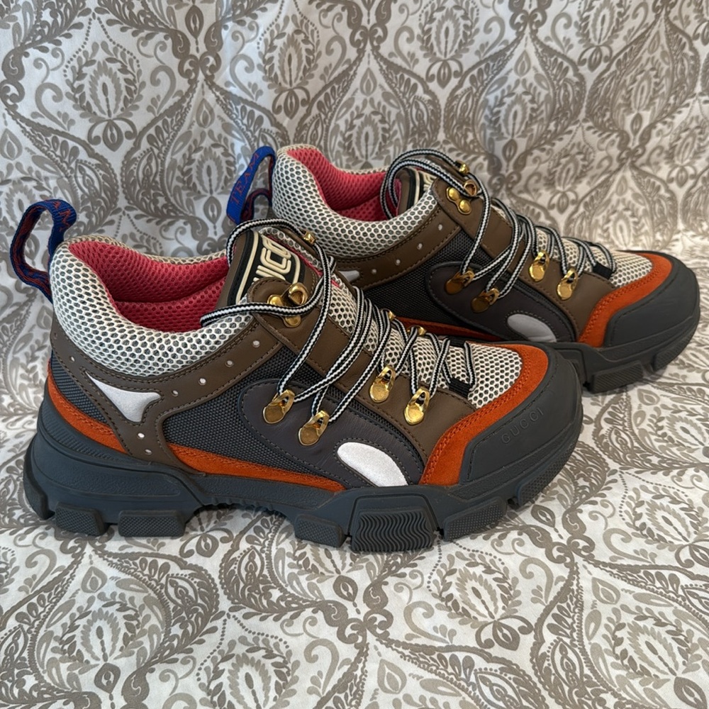 Gucci Gray and Orange Flashtrek Sneakers